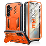 For Samsung Galaxy S24-Plus Case: Military Grade Phone Case With Kickstand | Built-In Screen Protector Protective Rugged Shockproof Durable Drop Proof Phone Cover For Galaxy S24 Plus 5G Orange