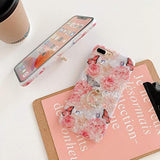 Case For Iphone 8 Plus/ 7 Plus 5.5 Inch Flower Cute Design For Women Girls 360 Degree Rotating Ring Stand Kickstand Soft Tpu Shockproof Cover Rose Butterfly