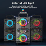 Bluetooth Speakers, 60W Portable Wireless Loud Outdoor Home Party Bluetooth Speaker With Subwoofer, Fm Radio, Led Colorful Lights, Microphone, Remote And Big Powerful Stereo Deep Bass Sound Boombox