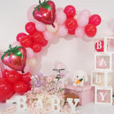 Strawberry Balloon Arch Garland Kit, Red And Pink Balloons With Strawberrys Foil Balloons For Girls First Birthday Berry Sweet Baby On The Way Baby Shower Strawberry Theme Party Decorations