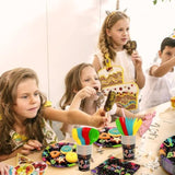 168 Pcs Serves 24 Guests Happy Birthday Party Plates And Napkins Glow Neon Birthday Tableware Set - Cups, Knives, Forks, Spoons