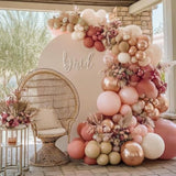 Dusty Pink Brown Balloon Garland Nude Tan Pink Rose Gold Metallic Double Stuffed Dusty Rose Mauve Blush Beige Balloon Arch Kit For Baby Shower Birthday Bridal Wedding Party Decoration