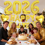 32 Inch Gold 2026 Foil Balloon Numbers Happy New Year Party Decor