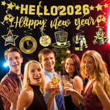Gold Glitter Goodbye 2025 Hello 2026 Banner for New Year’s Eve Party Decor