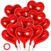 12 Pcs Red Heart Balloons,18 Inch Heart Foil Balloons Love Balloon Valentine Balloon For Birthday Party Wedding Engagement Party Baby Shower Valentine Day Decorations (Red)