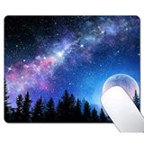Beautiful Galaxy Nebula Mouse Pad, Full Moon In Night Forest Mouse Pad For Design, Anti-Slip Rubber Base Wireless Mouse Pads For Laptop