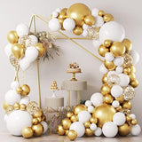 124pcs White and Gold Balloon Garland Kit for Wedding, Birthday, Baby Shower Decor