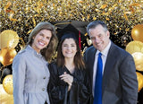 7X5FT Black Congrats Graduation Backdrop Class of 2024 Photography Background Gold Bachelor Cap Celebration Party Decorations Banner Picture Photo Booth DH-603