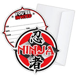 Karate Ninjas Birthday Invitations, Ninja Samurai Shaped Birthday Party Invitation Cards For Kids Girls Boys Adults, Ninja Birthday Party Decorations -(20 Sets 4" X 6" Cards With Envelopes) - Jy572