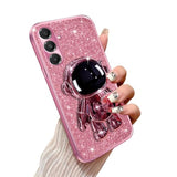 Samsung Galaxy A16 5G Astronaut Kickstand Phone Case with Lanyard Rose Gold Bling Protection