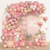 174Pcs Boho Blush Pink Balloons Arch Garland Kit, Retro Dusty Pink Balloons Nude Rose Gold Confetti For Girls Baby Shower Weddings Birthday Bachelorette Party Decorations