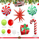 130Pcs Christmas Balloon Arch Kit, Red Lime Green Christmas Garland Set With Candy Cane Explosion Star Box Xmas Foil Balloons For Kids Grinchmas Decor, Birthday, New Year Party Decorations