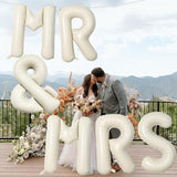 40 Inch Beige MR & MRS Balloons for Wedding Decor, Large Cream Mr and Mrs Foil Balloon Letter, Ivory White Sand Mr to Mrs Banner Sign for Bride Groom Engagement Couple Sweetheart Party Decorations