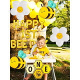 Happy 1st Bee Day Balloon & Backdrop – Bumble Bee First Birthday Party Decorations