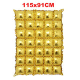 Diamond Block Shaped Metallic Tinsel Foil Curtain Photo Booth Backdrop Balloon Wall Decoration For Wedding Birthday Christmas Graduation Party (5X7 Block Gold)