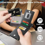 Compatible With Iphone 15 Pro Max Case Wallet With Card Holder Lanyard Crossbody Strap Leather Magnetic Clasp Kickstand Heavy Duty Protective Flip Cover For Iphone 15 Pro Max 6.7" Black