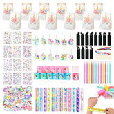 196Pcs Unicorn Party Favors Party Supplies Keychain Slap Bracelet Tattoo Sticker Goodie Bag Stuffers, Unicorn Pinata Filler For Girl Kid Birthday Pary