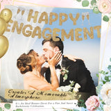 Pre Strung Happy Engagement Banner Glitter Engagement Party Decorations For Congratulations Engaged Wedding Shower Signs Decor(Champagne Gold)