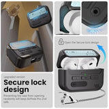 (With Safety Lock) Pager Case Compatible With Airpods Pro 2Nd Generation Case Cover With Cleaner Kit,Sturdy Hard Tpu Protective For Airpods Pro 2 Charging Case(Usb-C)(2023/2022/2019) For Men-Black