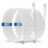 Usb C To C Charging Cable 6Ft, 60W Fast Type C To C Charger Cord Long For Apple Iphone 16/16 Pro Max/15 Plus/15 Pro Max, Macbook Pro 2021/2020/2019/2018, Ipad 12.9/11 Inch/Mini/Air 5/4,Samsung Galaxy