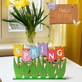 Wooden Tulips Table Decorations Spring Flowers Table Centerpieces Rustic Farmhouse Tulips Tiered Tray Decor For Home Spring Easter Wedding Anniversary Party Tabletop Decoration