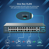 24 Port Poe Switch With 2 Gigabit Ethernet Uplink Port, Unmanaged 26 Port 802.3Af/At 400W Power Poe+ Network Switch, Rackmount Plug And Play