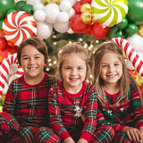 Christmas Balloon Garland Arch Kit, 127Pcs Red Green Gold Balloons with Candy Cane Gift Box Foil Balloons for Friendsmas Christmas Party Decorations