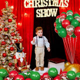 60Pc Christmas Balloon Kit Red Green Clear Confetti Garland Arch