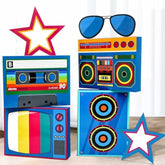 7 Pcs Large 80S 90S Party Decorations 3D Hip Hop Favor Set Paper Boombox Cassette Boxes For Retro Back To 1980S 1990S Theme Birthdays Music Neon Decoration