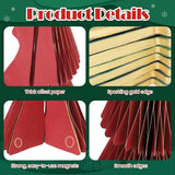 9 Pcs Honeycomb Paper Christmas Trees, 3D Christmas Honeycomb Table Centerpiece 16, 12 & 10 Inch Winter Ornaments Glitter Edge Xmas Tree for Home Holiday Xmas Party Decorations, Red, Green, Gold