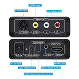 RCA Svideo to HDMI Converter with AV + S-Video Cables, RCA Composite CVBS AV or Svideo + R/L Audio Input to HDTV Output Upscale Converter