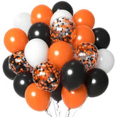 50 Pack 12 Inch Black Orange White Confetti Balloons Halloween Party Decorations