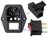 10A 250V Ac Rocker Switch Power Socket 3 Pin Iec320 C14 Inlet Module Plug Fuse (2Packs)