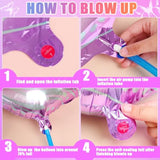 Butterfly Balloons - 10 Pcs 40 Inch Purple Pink Foil Mylar Balloons For Party, Wedding, Baby Shower Decorations