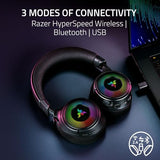 Razer Kraken V4 Wireless Gaming Headset: 2.4GHz, Bluetooth, USB - Super Wideband Mic - 40 mm Drivers - 9 Zone RGB Lighting - for PC, Mac, PS5,