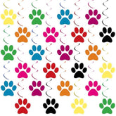 24 Pcs Dog Paw Prints Themed Party Hanging Swirl 8 Colors Puppy Birthday Decorations Banners Paw Prints Ceiling Streamers For Pets Birthday Baby Shower Party Favors Supplies