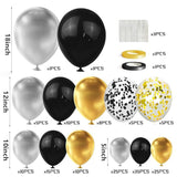 160Pcs Glod Sliver Black Confetti Balloons Arch Garland Kit For Birthday Graduation Baby Shower Wedding Party Supplies Decoration (Gold Silver Black)
