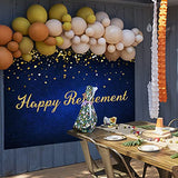 Happy Retirement Backdrop Royal Blue Backdrop with Golden Glitter Dots - 7x5ft Photo Booth Banner for Party Decorations