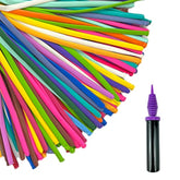 200Pcs Long Balloon Kit With Pump - 260Q Twisting Animal Magic Shapes, Thickening Latex Skinny For Birthday Party, Wedding, Christmas Decorations - Assorted Colors