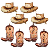 8Pcs Western Themed Party Balloons - Large Cowgirl Hat & Boot Balloons - Cowboy Party Decoration