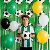 2 Pack Soccer Fringe Curtains, 3.3x6.6ft Green Backdrop with Soccer Ball Prints, World Cup Party Decorations, Photo Booth, Watch Party, Birthday, Team Spirit, Sports Theme Decor, Door Wall Streamers