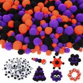 Halloween Pom Poms with Googly Eyes: DIY Craft Decoration Set