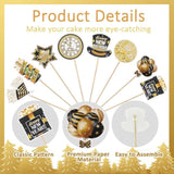 24 Pcs Black & Gold 2026 New Year Cupcake Toppers 8 Designs