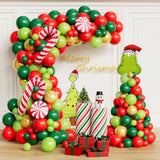 Christmas Balloon Arch 138Pcs Christmas Balloon Garland With Red Green Gold Balloons Candy Cane Foil Mylar Balloon For Xmas Birthday Christ Mas Theme Party Decorations