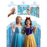 2Pcs Blue Ocean Princess Birthday Backdrop, Tinsel Streamers & Party Decor