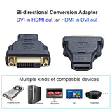 DTech DVI Female to HDMI Female Adapter HDMI to DVI-I Converter Bi-Directional