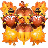 Thanksgiving Balloons 8Pcs Turkey Pine Cone Fall Leaf Balloons for Autumn Harvest Decor