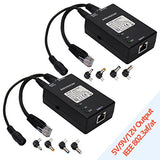 2-Pack Active Gigabit Poe Splitter Adapter With Multi-Size Tips, Ieee 802.3Af Compliant, Up To 100 Meters (328 Feet), Dc 5V/9V/12V Power Output For Ip Camera Ap Voip Phone And More