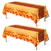 Thanksgiving Decorations - Plastic Fall Tablecloth For Thanksgiving Friendsgiving | Autumn Table Decor Leaves Floral Table Covers For Outdoor Indoor Party Favors Backdrop,52''X87'',2 Pack