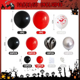 Halloween Balloon Arch Kit Black Red Bloody Marble Latex Balloons Scary Horror Party Decorations